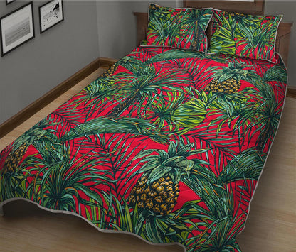 Pineapple Leaves Hawaii Pattern Print Quilt Bed Set