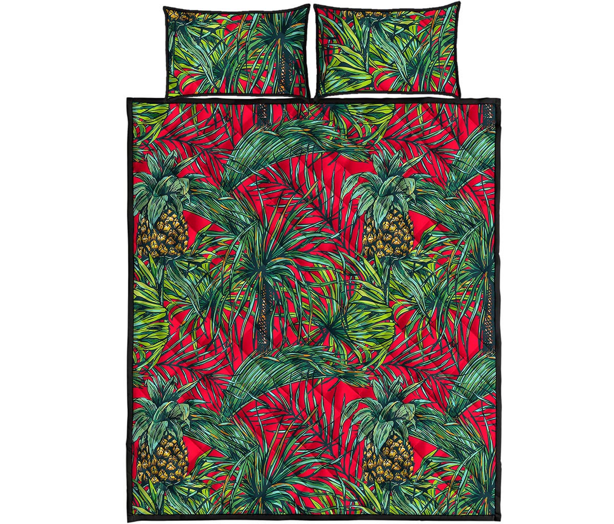 Pineapple Leaves Hawaii Pattern Print Quilt Bed Set