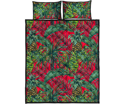 Pineapple Leaves Hawaii Pattern Print Quilt Bed Set