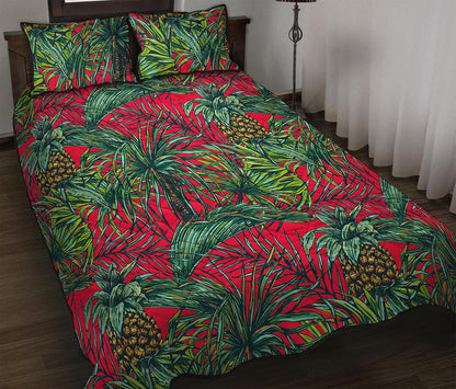Pineapple Leaves Hawaii Pattern Print Quilt Bed Set