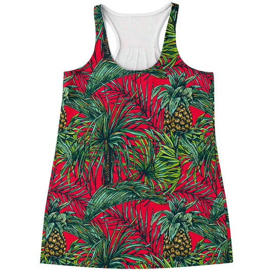 Pineapple Leaves Hawaii Pattern Print Women's Racerback Tank Top