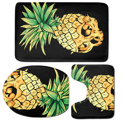 Pineapple Skull Print 3 Piece Bath Mat Set