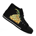 Pineapple Skull Print Black High Top Shoes