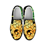 Pineapple Skull Print Black Slip On Shoes