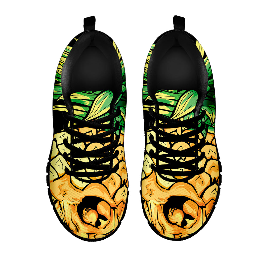 Pineapple Skull Print Black Sneakers