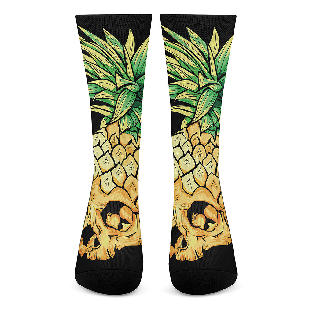 Pineapple Skull Print Crew Socks