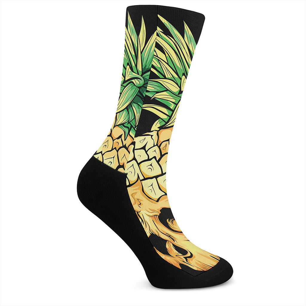 Pineapple Skull Print Crew Socks