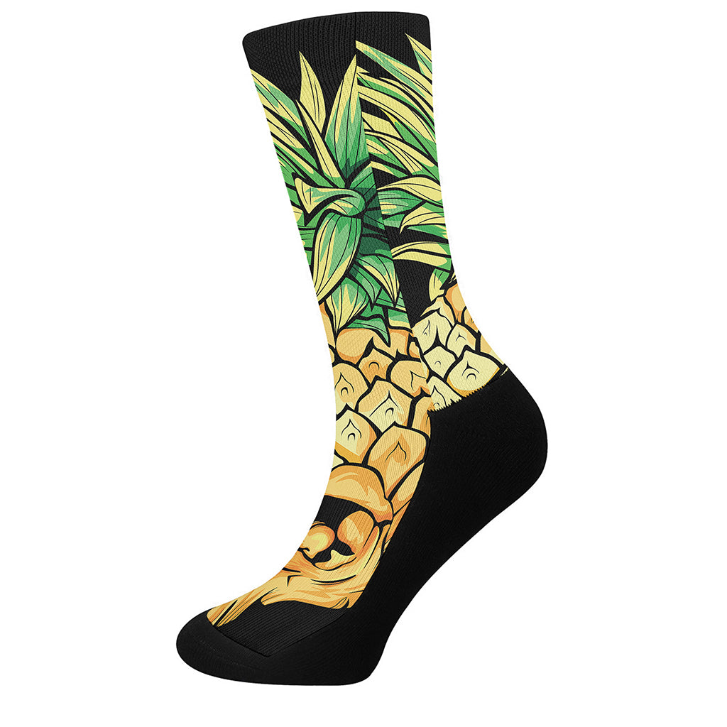 Pineapple Skull Print Crew Socks