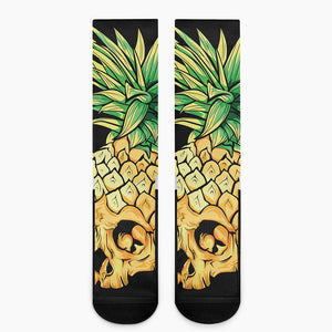 Pineapple Skull Print Crew Socks