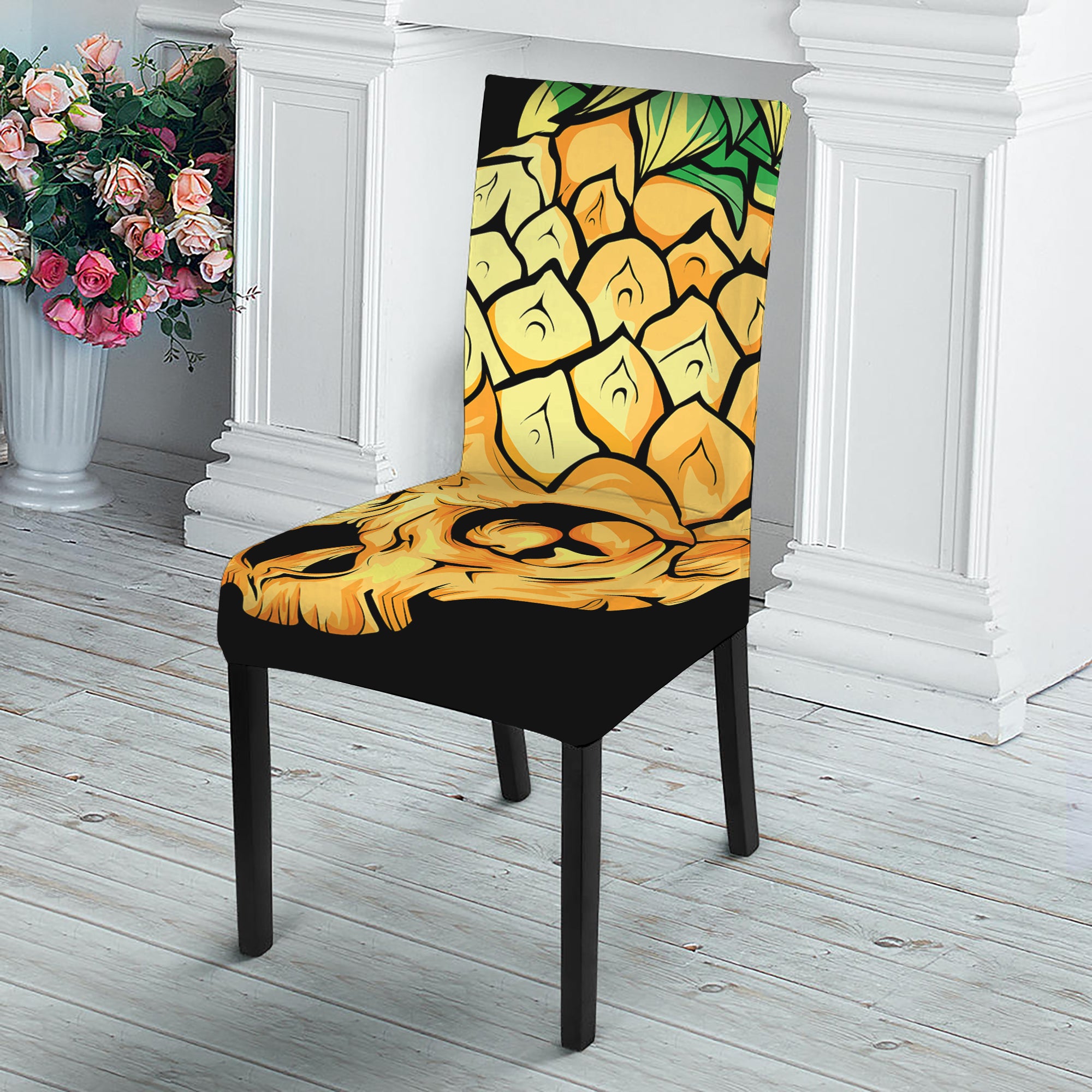 Pineapple Skull Print Dining Chair Slipcover