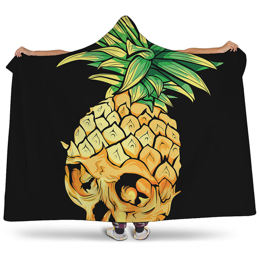 Pineapple Skull Print Hooded Blanket