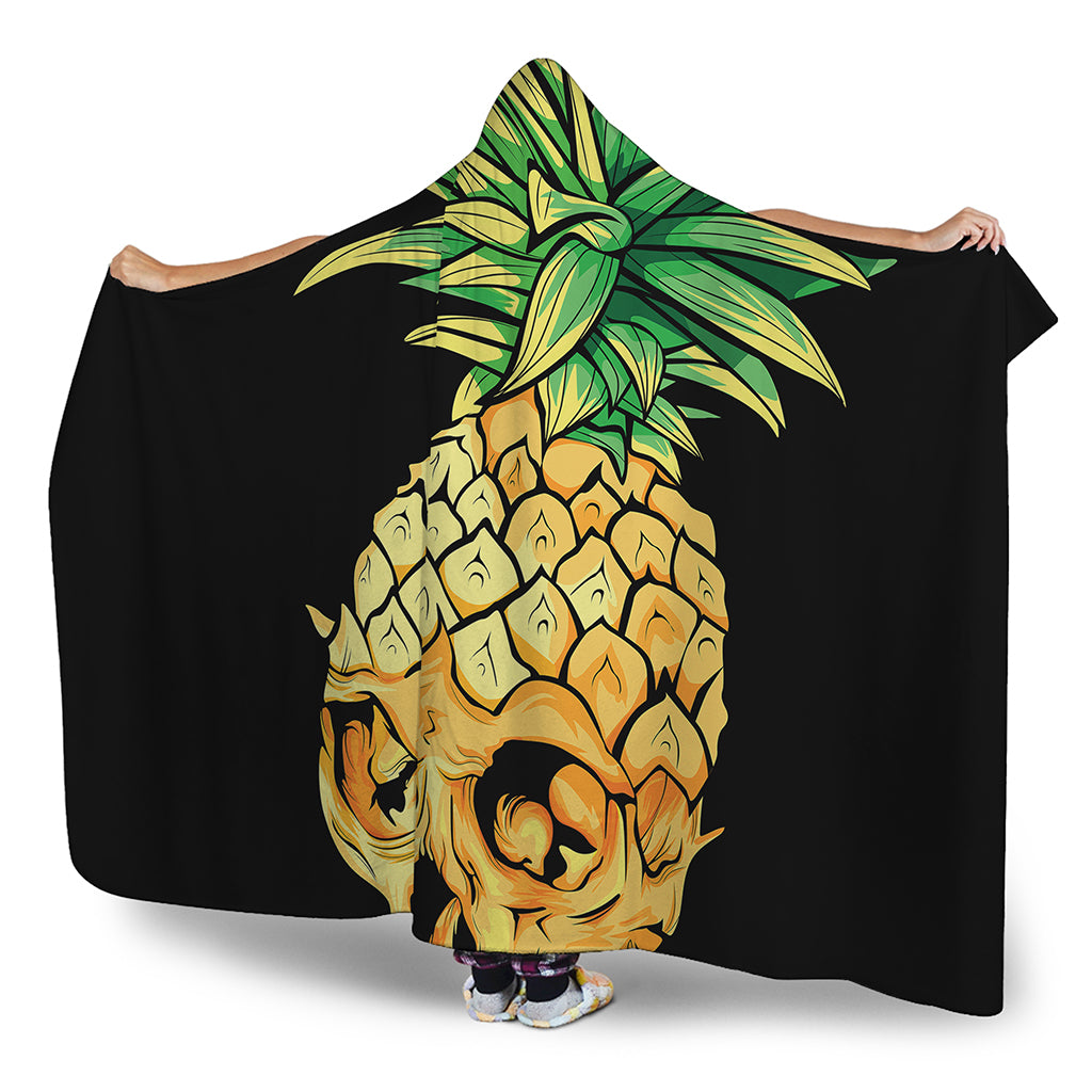 Pineapple Skull Print Hooded Blanket