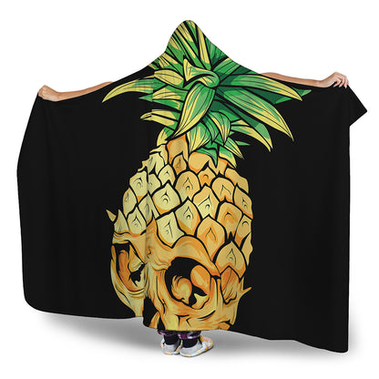 Pineapple Skull Print Hooded Blanket
