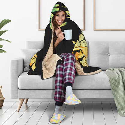 Pineapple Skull Print Hooded Blanket