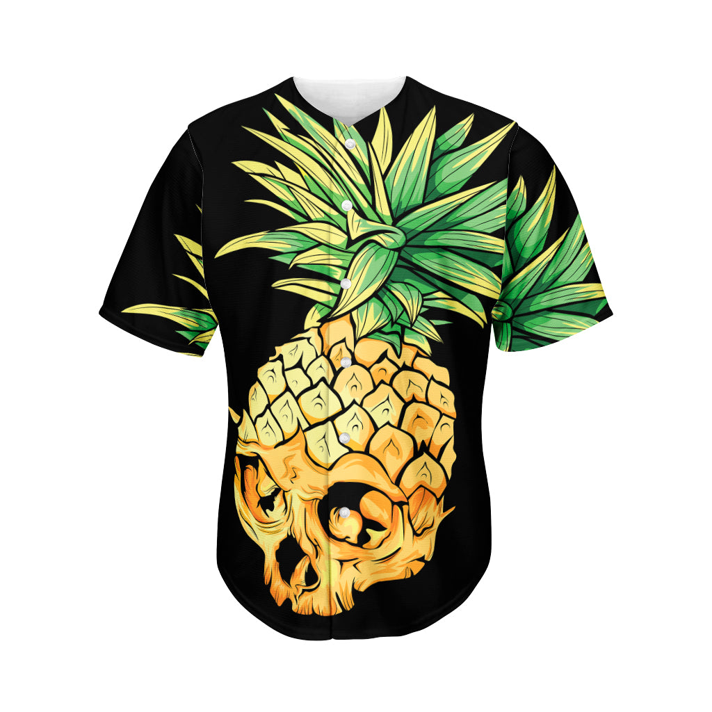 Pineapple Skull Print Men's Baseball Jersey
