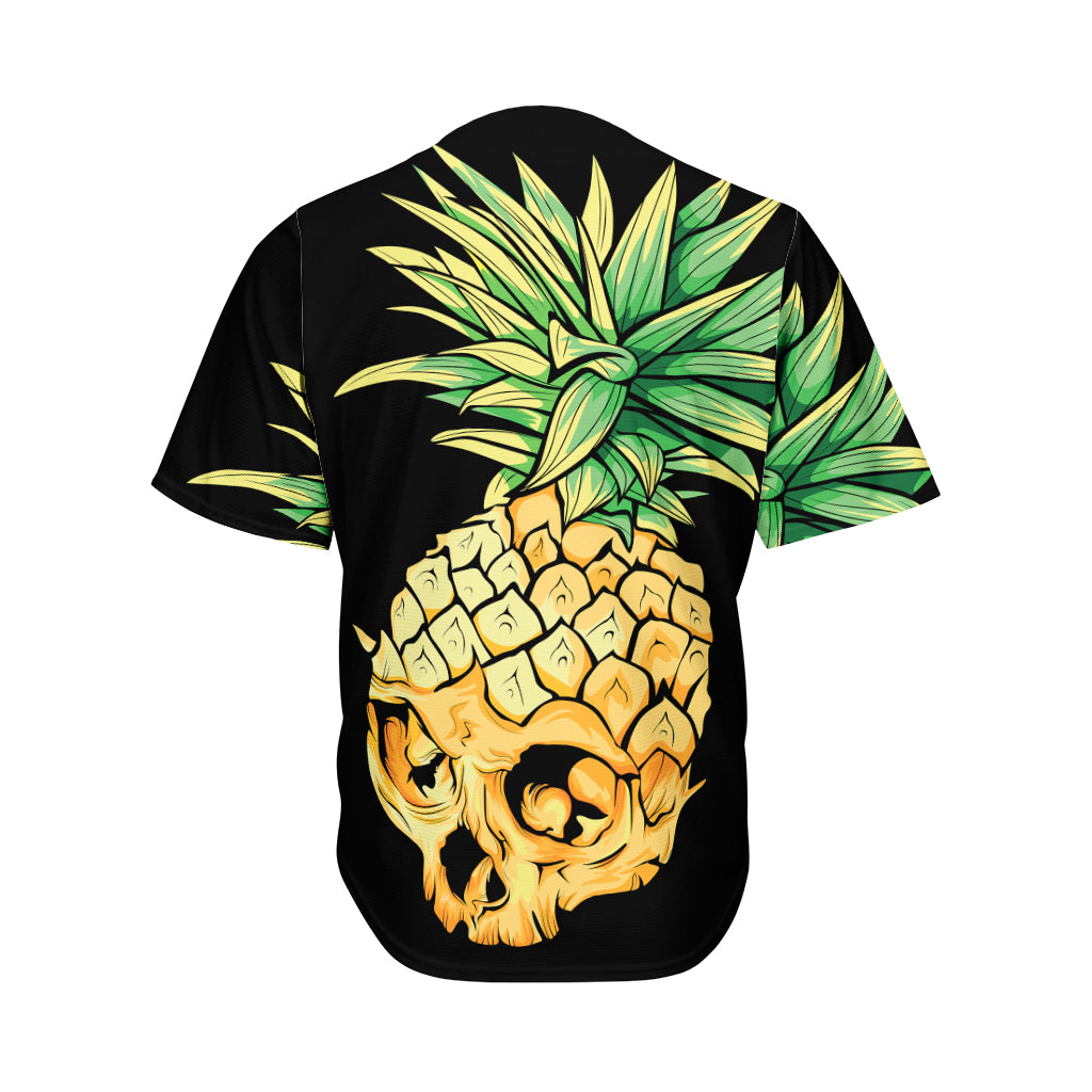 Pineapple Skull Print Men's Baseball Jersey
