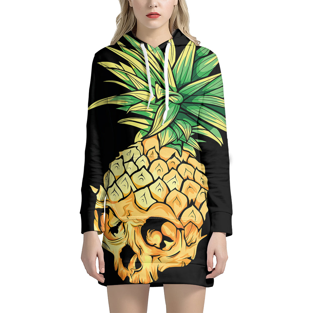 Pineapple Skull Print Pullover Hoodie Dress