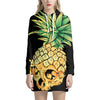 Pineapple Skull Print Pullover Hoodie Dress