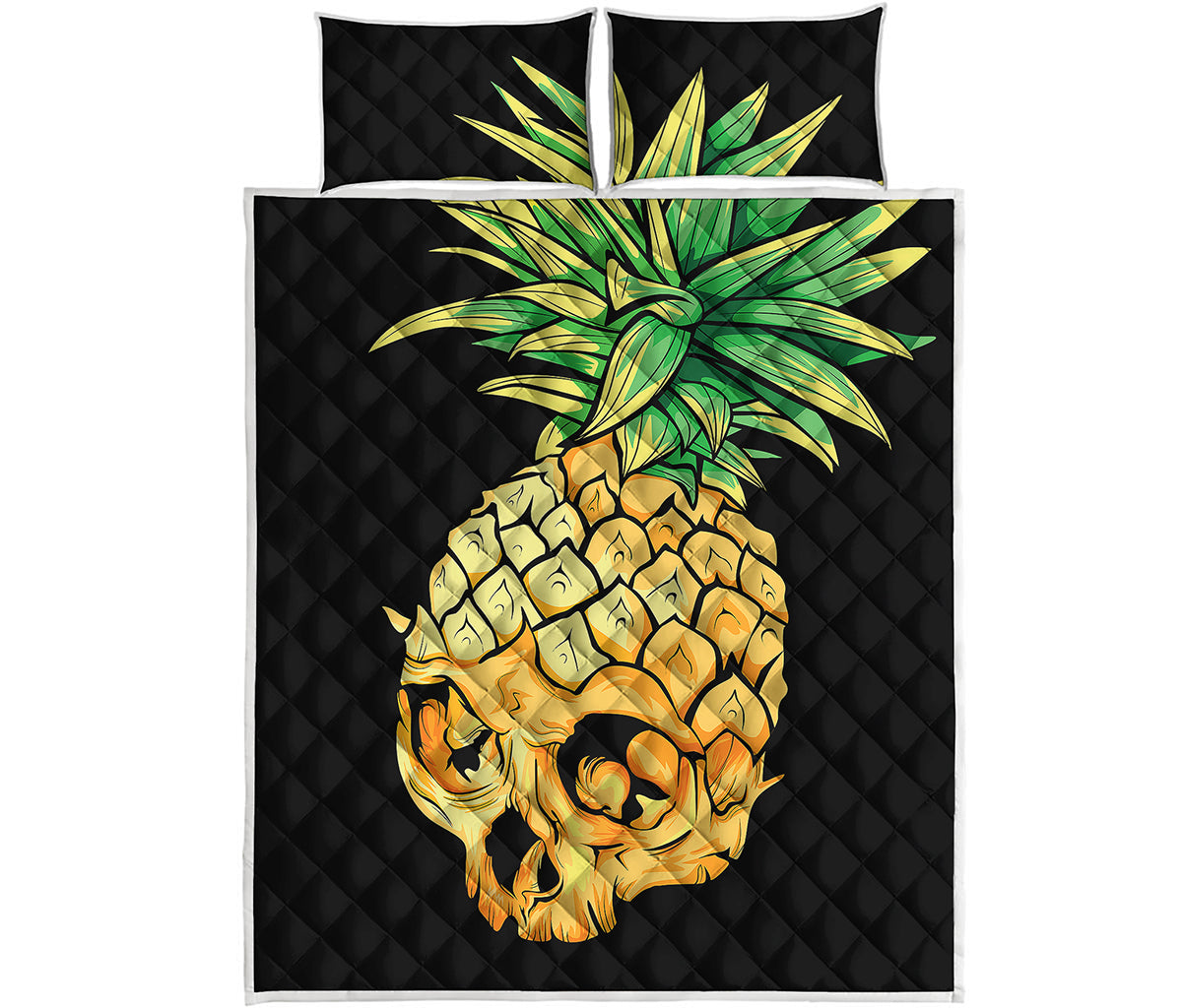 Pineapple Skull Print Quilt Bed Set