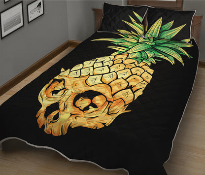 Pineapple Skull Print Quilt Bed Set