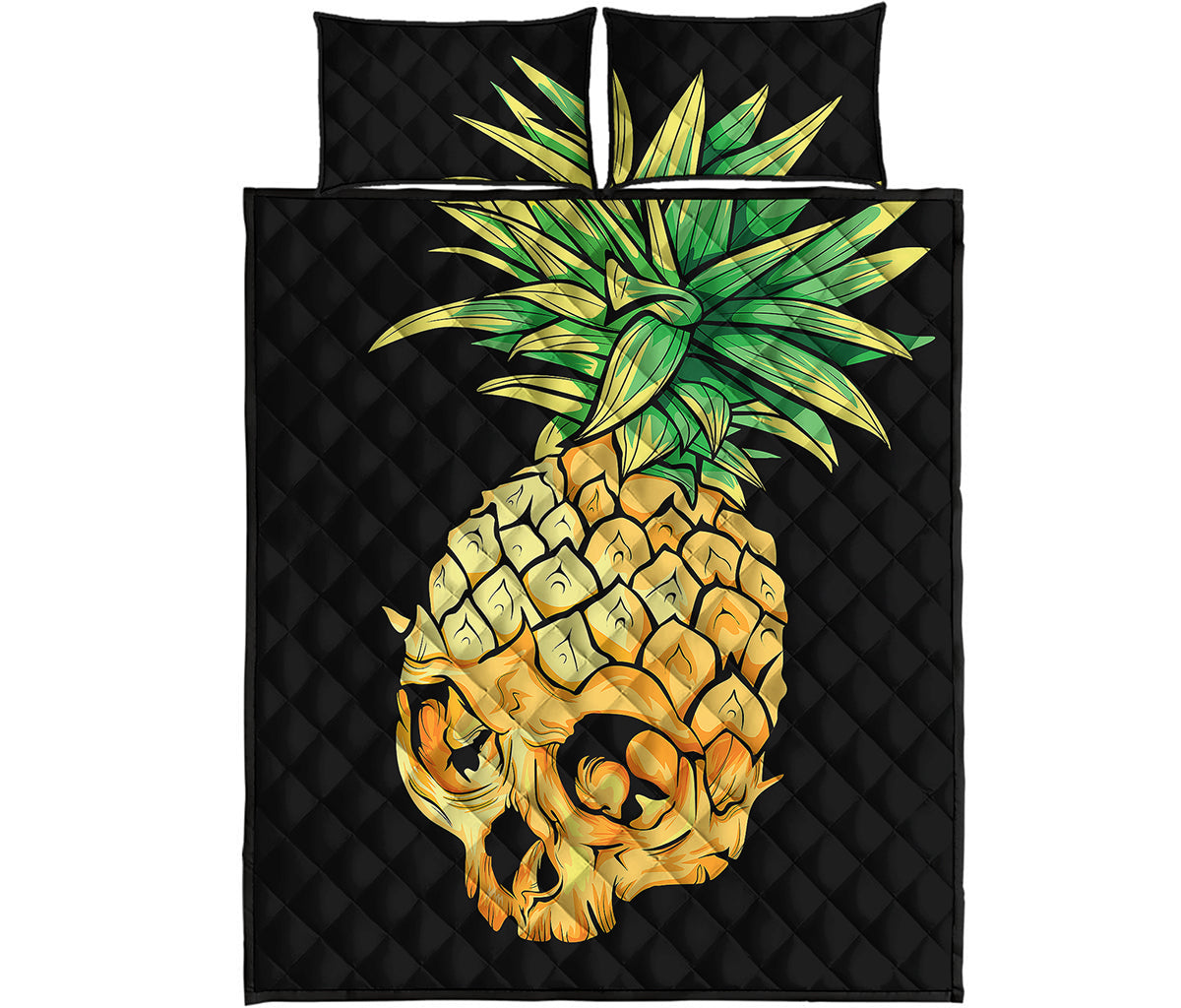 Pineapple Skull Print Quilt Bed Set