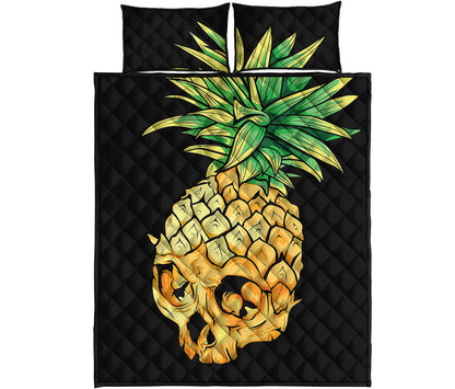 Pineapple Skull Print Quilt Bed Set