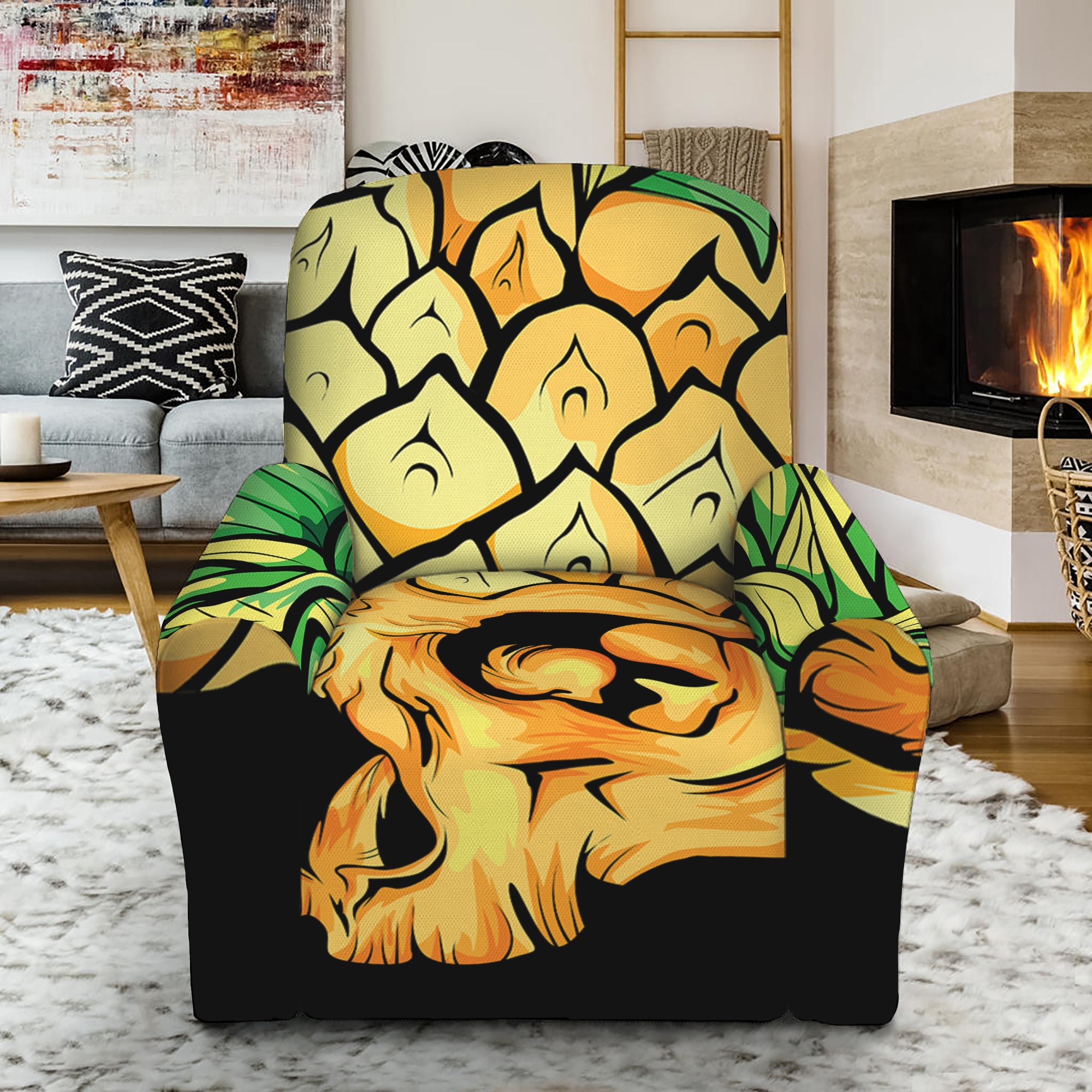 Pineapple Skull Print Recliner Slipcover