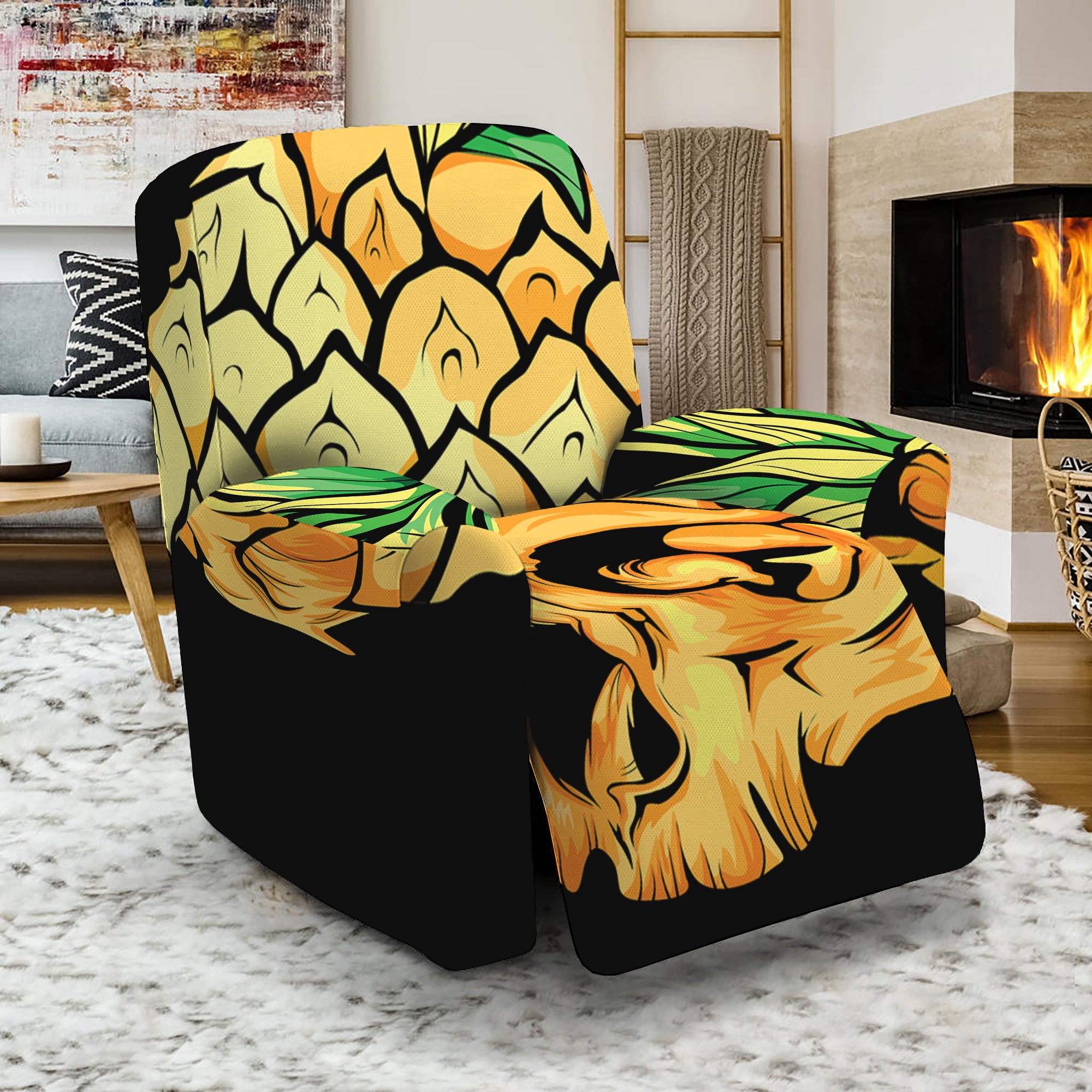 Pineapple Skull Print Recliner Slipcover