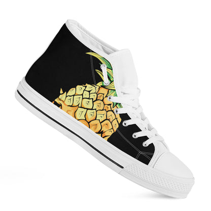Pineapple Skull Print White High Top Shoes