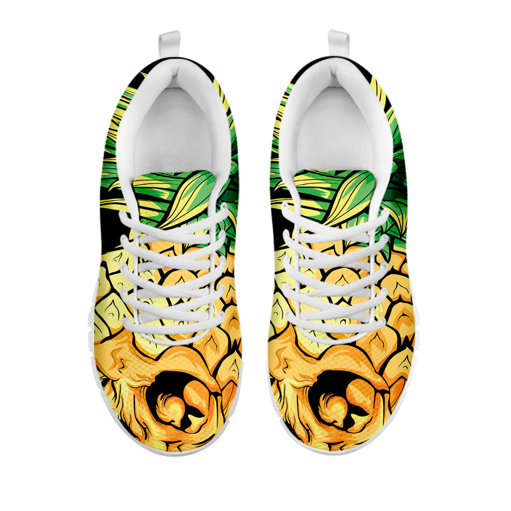 Pineapple Skull Print White Sneakers