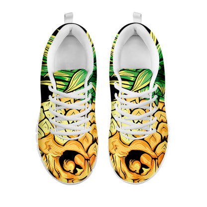 Pineapple Skull Print White Sneakers