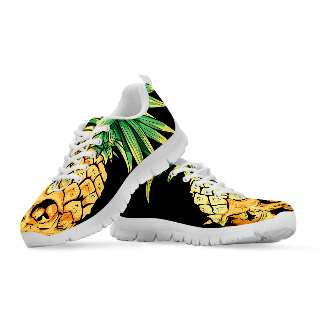 Pineapple Skull Print White Sneakers