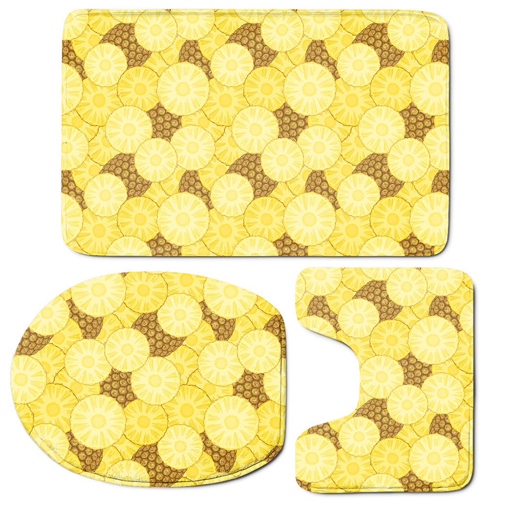 Pineapple Slices Pattern Print 3 Piece Bath Mat Set