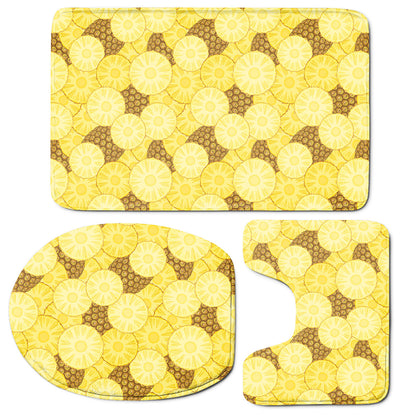Pineapple Slices Pattern Print 3 Piece Bath Mat Set