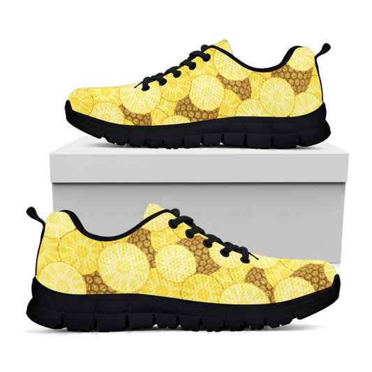 Pineapple Slices Pattern Print Black Sneakers