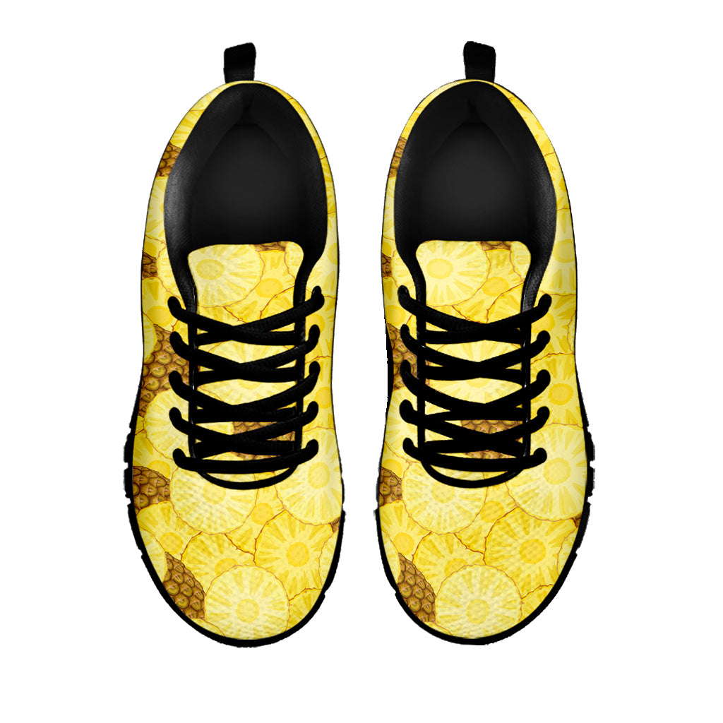 Pineapple Slices Pattern Print Black Sneakers