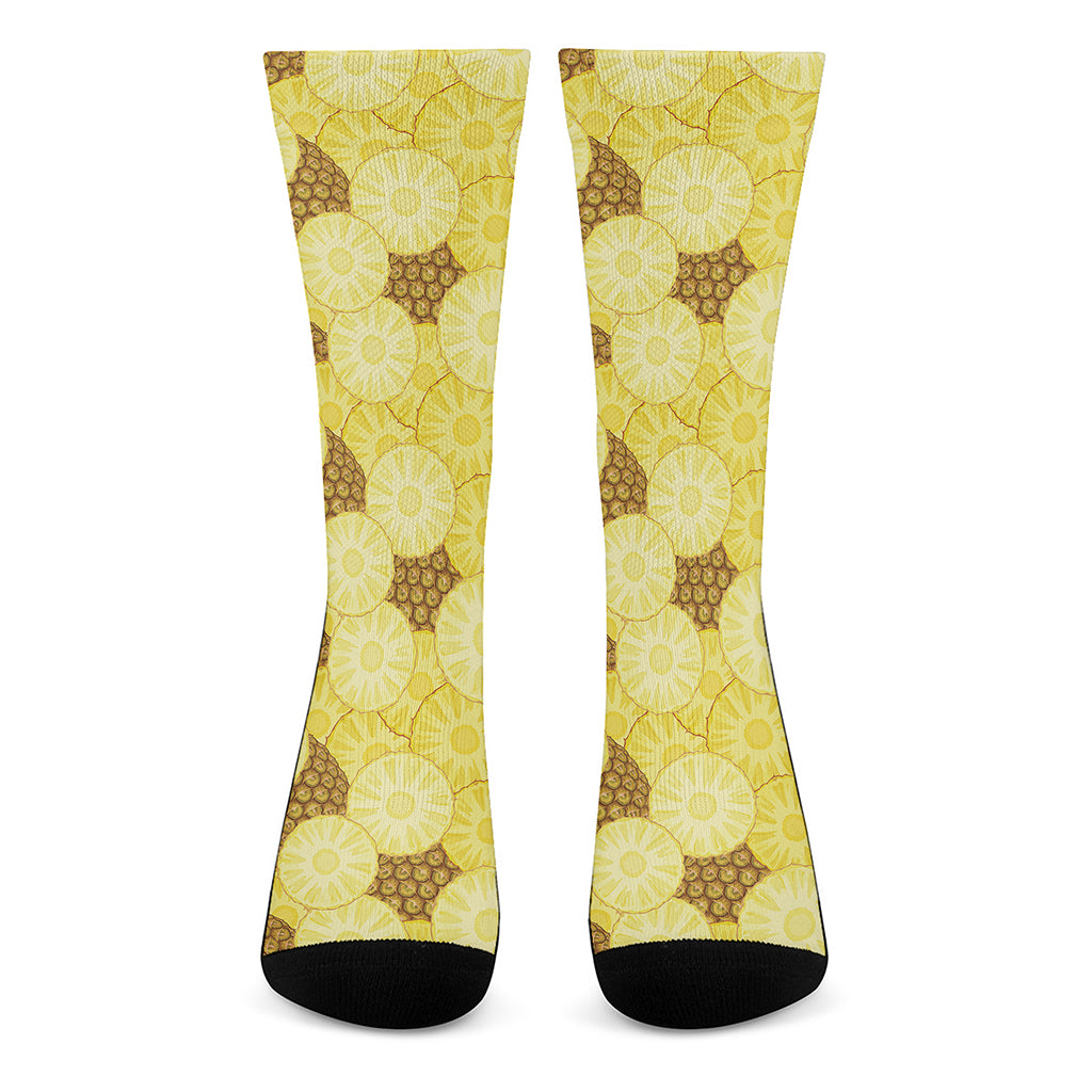 Pineapple Slices Pattern Print Crew Socks