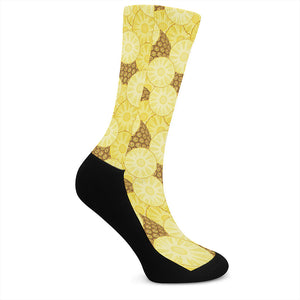 Pineapple Slices Pattern Print Crew Socks