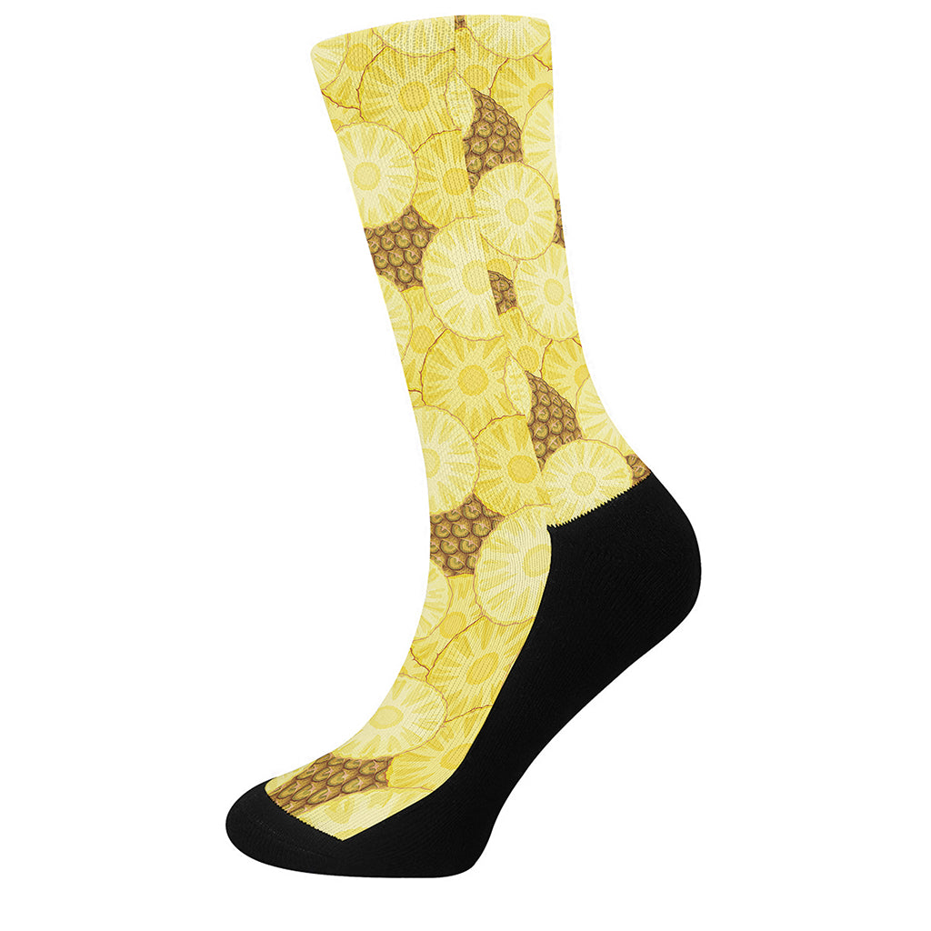 Pineapple Slices Pattern Print Crew Socks