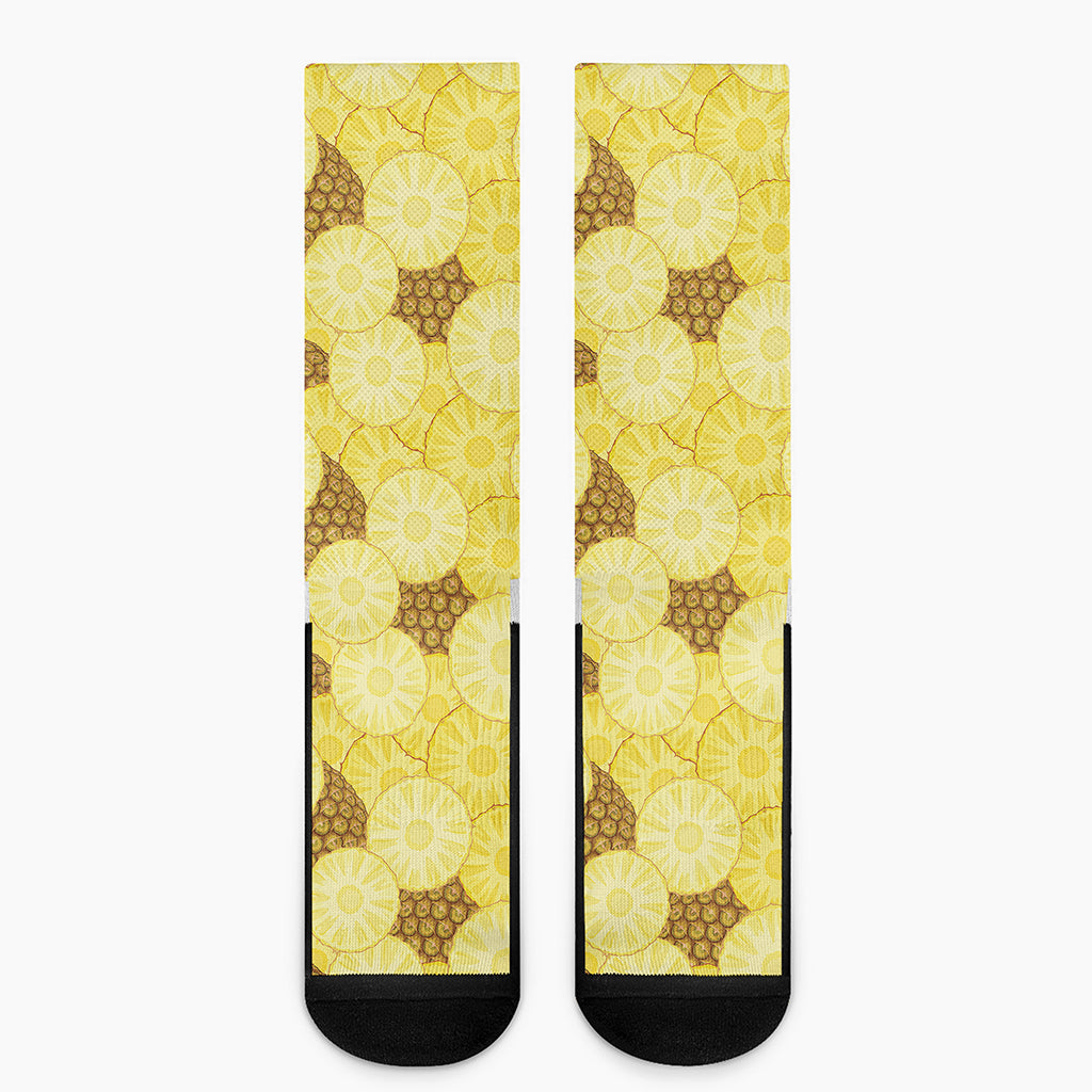 Pineapple Slices Pattern Print Crew Socks