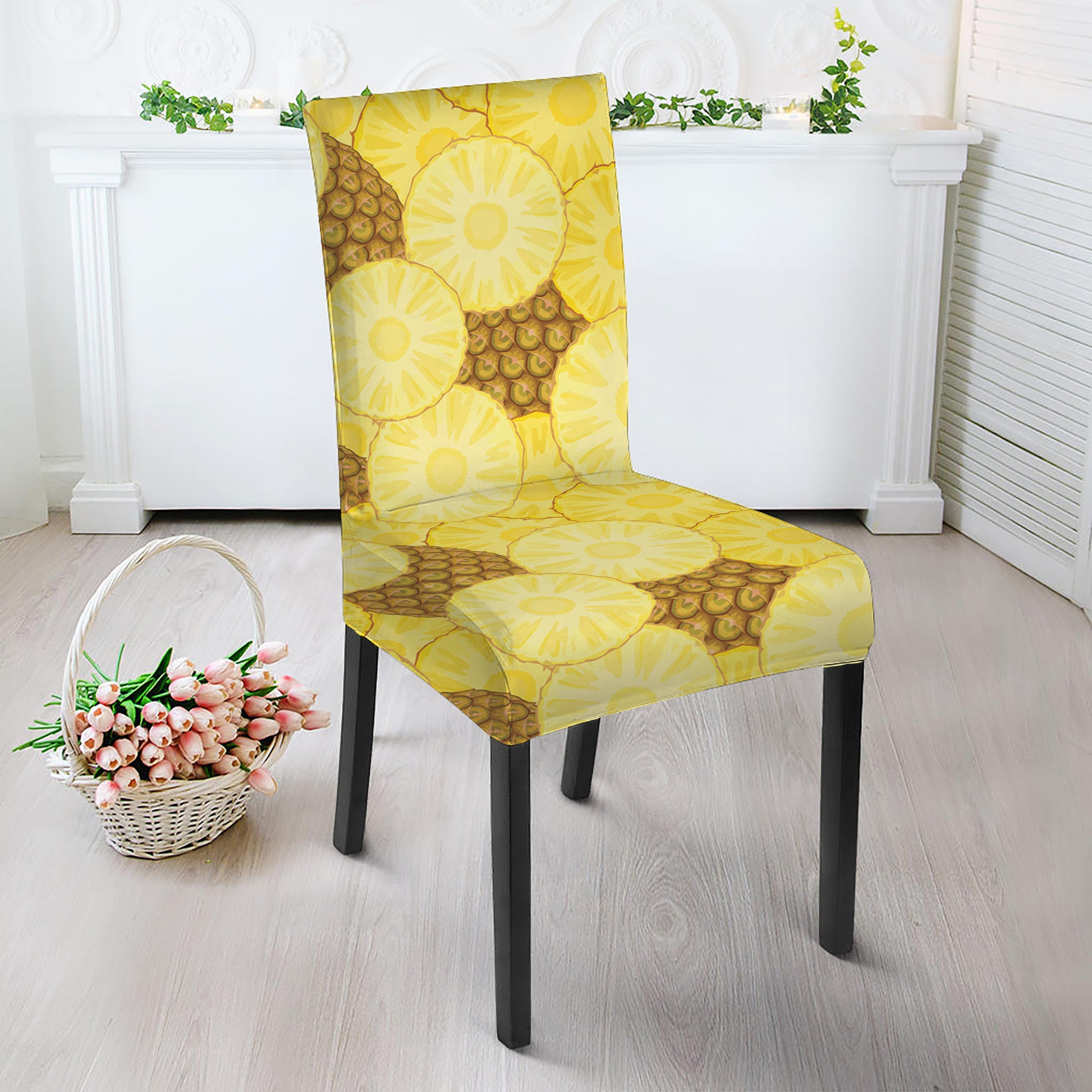 Pineapple Slices Pattern Print Dining Chair Slipcover