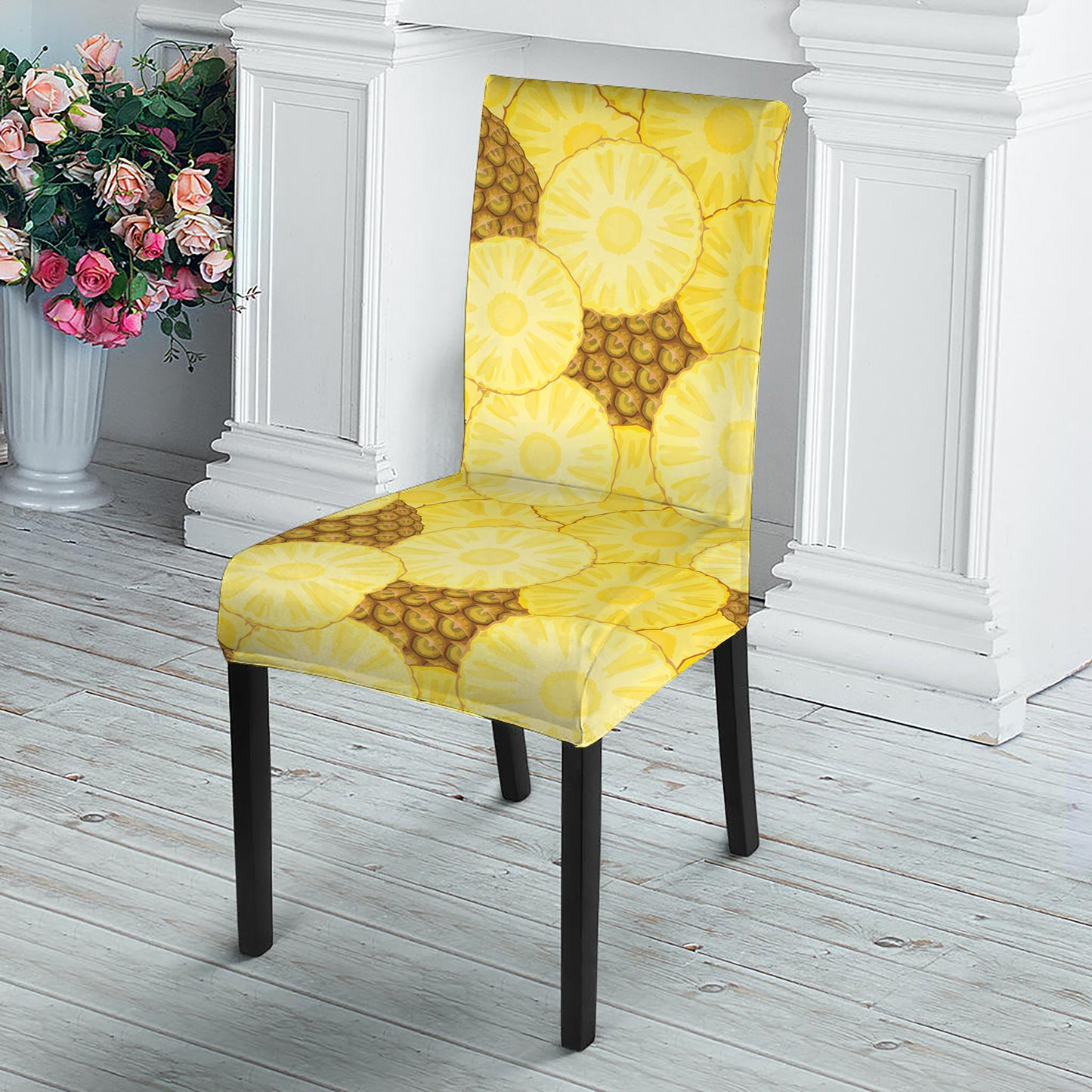 Pineapple Slices Pattern Print Dining Chair Slipcover