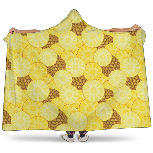 Pineapple Slices Pattern Print Hooded Blanket