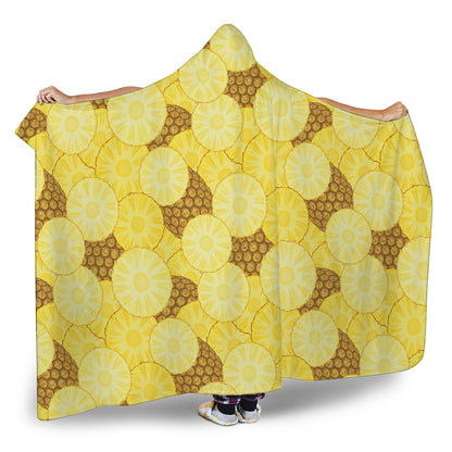 Pineapple Slices Pattern Print Hooded Blanket