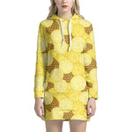 Pineapple Slices Pattern Print Hoodie Dress