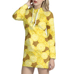 Pineapple Slices Pattern Print Hoodie Dress