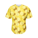Pineapple Slices Pattern Print Men's Baseball Jersey
