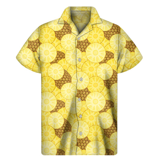 Pineapple Slices Pattern Print Men's Short Sleeve Shirt