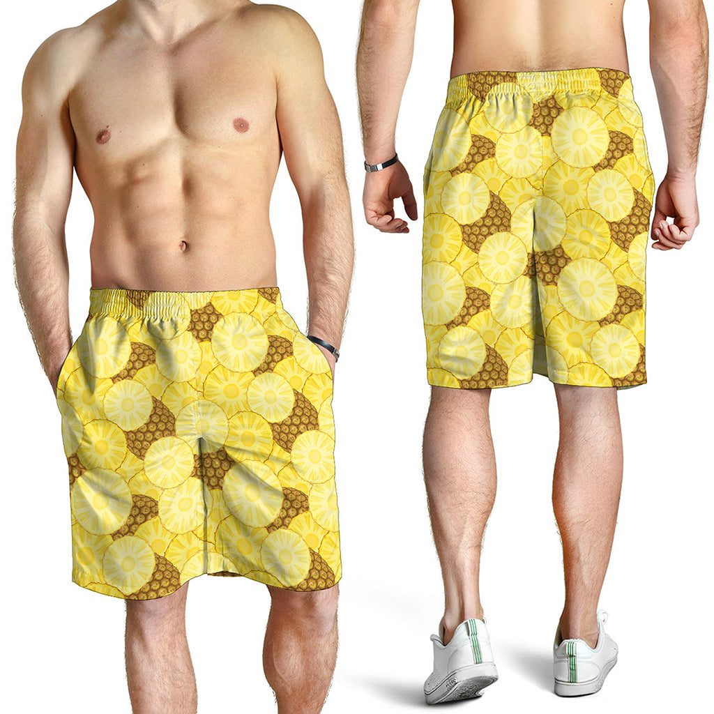 Pineapple Slices Pattern Print Men's Shorts