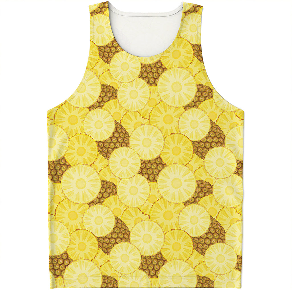 Pineapple Slices Pattern Print Men's Tank Top